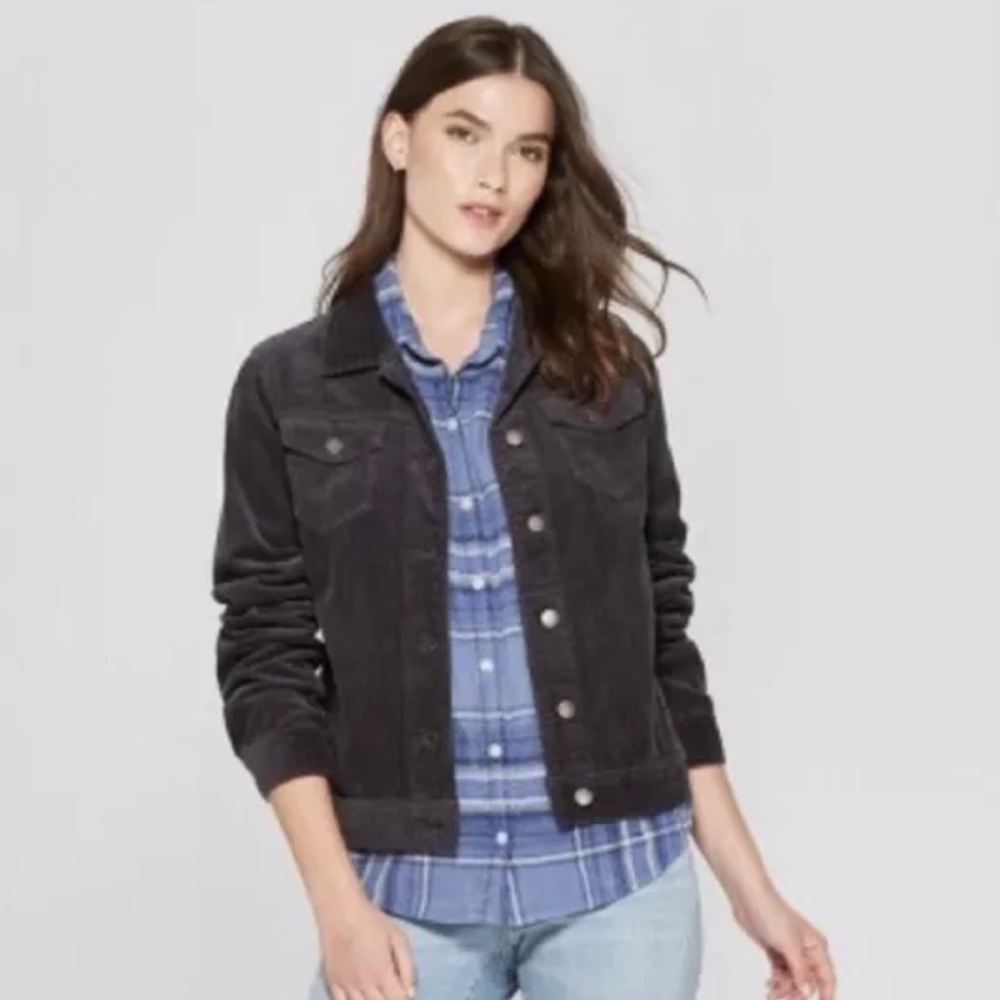 Universal Thread Freeborn Corduroy Jacket Grey size S Boho Streetwear